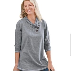 Soft Surroundings Gray Cowl Neck Wonen's Sweater